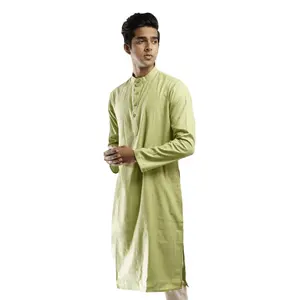 STUDIO-N Kurta Traditionnel pour Homme en Coton Cyan de Longueur Moyenne avec Fonction Séchage Rapide pour Festivals et Mariages - Product Image 5