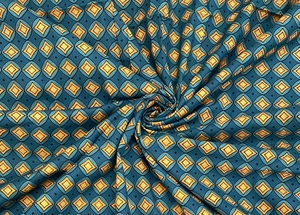 Tissu en coton léger et écologique à imprimé géométrique bleu, imprimé au bloc indien, pour la décoration intérieure, les robes de filles, la couture et le patchwork - Product Image 1