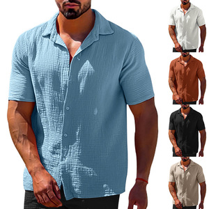 Chemises pour hommes à manches courtes, col à revers, couleur unie, décontractées, avec logo personnalisé, pour l'été - Product Image 6