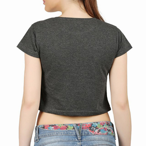 Camiseta Corta de Mujer, Manga Corta, Hombros Caídos, Cuello Redondo, Color Sólido, Informal, 100% Algodón, Tejido de Punto, Transpirable, de Secado Rápido, Holgada - Product Image 2