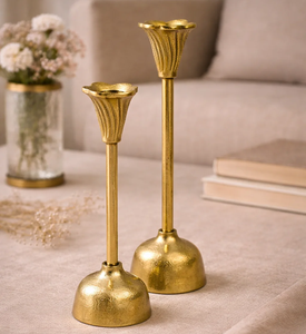 Juego de Portavelas Modernos de Latón Dorado con Base de Copa y Tallo Largo, Último Modelo, 2 Piezas en Oferta, Portavelas Decorativo de Latón - Product Image 6