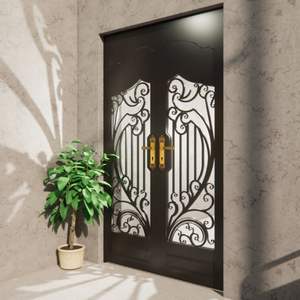 Portes d'entrée en fer forgé de luxe pour maison, porte principale sécurisée, design décoratif pour maisons modernes - Product Image 2