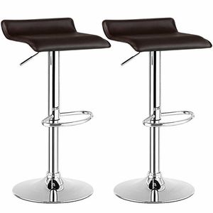 Set of 2 Modern Design <b>Adjustable</b> PU Leather Backless Bar <b>Stools</b> - Product Image 1