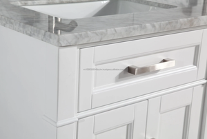 Mueble de Baño Moderno de Madera Contrachapada y Mármol, 60 Pulgadas, Color Blanco, con Espejo y Cajones de Cierre Suave para Villa - Product Image 4