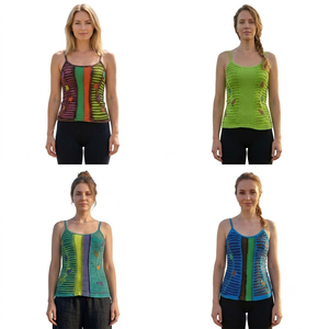 Nepali Hosiery Trendy Women's Bohemian Tank Top SK NOOR SONS Anti-shrink Rayon Knitted Fabric Digital Printing <b>Short</b> Length - Product Image 1