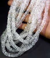 Perles Heishi en cristal naturel transparent à 3 brins, perles en quartz facetté multi-disco à 4 brins, qualité supérieure pour le bricolage