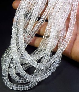 3 hebras de cuentas Heishi de cristal transparente natural, 4 hebras de cuentas de piedra solar multicolor facetadas en forma de rondel para manualidades. - Product Image 3