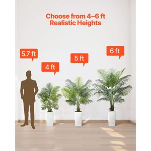Set di 2 Palme Areca Artificiali da 120 cm con Protezione Anti-UV, Bianche, in Vaso Alto, Pianta Finta da Pavimento in Seta, Grande Albero Decorativo - Product Image 6