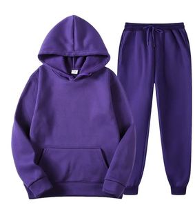 Ensemble de survêtement unisexe à capuche gris uni, manches longues, décontracté, pour l'automne, respirant, 100 % coton, poids moyen, coupe classique avec cordon de serrage - Product Image 3