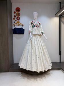 Pure Jute Khadi Cotton Lehenga Choli With 6 Meter Flare Kali Pattern Layer Skirt Designer <b>Jacket</b> Blouse Ethnic <b>Wedding</b> Wear - Product Image 1