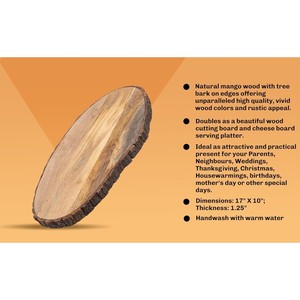 Tabla de Servir Rectangular de Madera de Mango Natural - Ecológica y Duradera, 50x25x2cm, 2.0cm de Grosor, Hecha en India, Decoración al por Mayor - Product Image 4