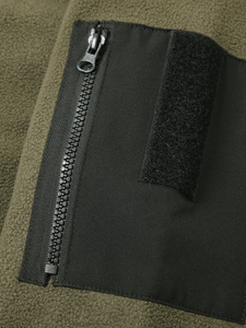 Men's Olive Green Fleece Jacket Pullover Casual Winter Outdoor Wear Breathable Waterproof Windproof Regular Fit Solid Front Logo - Product Image 5