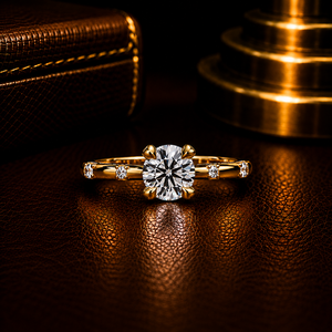 Anillo de Compromiso Clásico Solitario con Diamante Cultivado en Laboratorio de Corte Redondo de 1.00 CT, Certificado IGI, Oro Amarillo de 14k, Anillos de Boda - Product Image 1