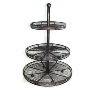 Cesta de almacenamiento de frutas de hoja de tortuga de 2 niveles con diseño personalizado, estante de frutas de metal tradicional - Product Image 4