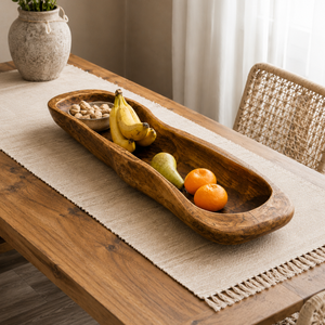 Bol décoratif en teck massif, artisanal, durable, lavable, multifonctionnel, de forme allongée, écologique et moderne, ARTERRA Luxury. - Product Image 6