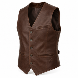Men's Classic Leather Vests | Grey Black Burgundy Brown | OEM ODM Manufacturer | Premium Design Quality | - Product Image 3