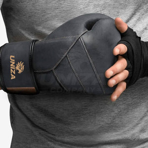 Durable Leather MMA Gloves with Hand Grips Breathable Lining Adjustable Hook-and-Loop <b>Strap</b> for Boxing Training and Practice - Product Image 5