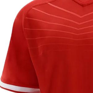 Maillot de rugby rayé rouge à manches courtes, tenue de sport, uniforme d'équipe, vêtements athlétiques, design imprimé, pour entraînement et matchs en extérieur - Product Image 4