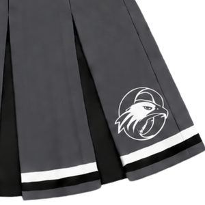 Ensemble de cheerleading gris anthracite, noir et blanc, avec crop top sans manches à col en V et jupe plissée, pour performance de danse et équipe de cheerleading - Product Image 4