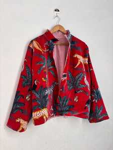 Chaqueta de Mujer con Estampado Exótico de Selva, Terciopelo Afelpado, Corte Relajado, Frente Abierto, Estilo Bohemio, Tallas Grandes - Product Image 1