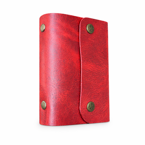Cuaderno de Anillas Rojo de Cuero Genuino Hecho a Mano - Libreta Vintage Recargable con Papel Hecho a Mano Sin Líneas/Con Líneas para Viajes - Product Image 1