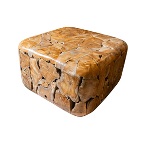 Mesa de Centro ARTERRA Premium Hecha a Mano, Diseño Rústico de Cubo de Madera, Diseño de Raíz de Teca Natural, Mueble Moderno para Sala de Estar - Product Image 1