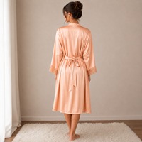 Ropa de Dormir Moderna para Mujer, Vestido Largo de Satén Suave con Bata a Juego, Elegante y Casual para el Hogar