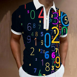 เสื้อยืดผู้ชายลำลองฤดูร้อน ผ้าถักโพลีเอสเตอร์ ลายทางหลากสี พิมพ์ลาย แต่งชายรุ่ย ซิปหน้า ระบายอากาศได้ดี แขนสั้น น้ำหนัก 200 กรัม - Product Image 4