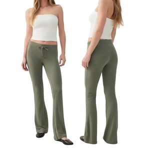 Pantalones de yoga acanalados de cintura alta para mujer, diseño personalizado, pierna ancha, directo de fábrica OEM - Product Image 1