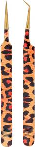Juego de Pinzas para Pestañas Morje Surgical con Estampado de Leopardo, Herramientas de Precisión de Acero Inoxidable, Puntas Dentadas, Longitud de 10 mm, en Caja - Product Image 3