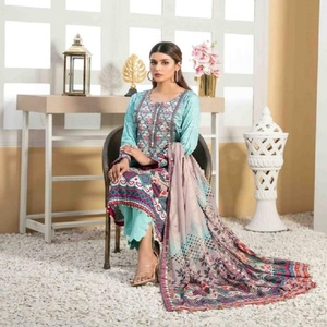 Tawakkal Brand 3 pièces en lin Salwar Kameez costumes pour dames pakistanaises et indiennes vente chaude robes DIBA pour adultes-vente entière - Product Image 2