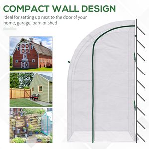 Serra da Esterno Eco-Friendly 1,5m x 1,2m x 2,1m con Tettoia e Copertura in PE Bianco, per Piante e Vivaio, con Finestra Avvolgibile - Product Image 5