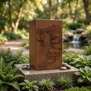 Handcrafted Wooden Urn <b>Box</b> Engraved <b>Memorial</b> Keepsake Cremation Urn American Style for Home Remembrance - Product Image 3