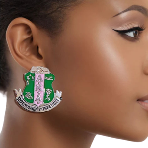Pendientes AKA Crest con baño de plata y esmalte, joyería de moda, verde y blanco, ligeros, regalo para mujer, uso diario - Product Image 6
