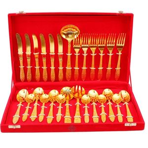 Ensemble de couverts en acier inoxydable plaqué or de qualité supérieure, service de table de luxe pour mariage, événements et hôtellerie - Product Image 1
