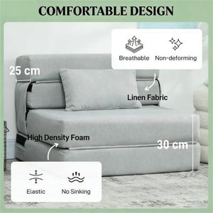 Sillón Plegable Gris Claro, Sofá Cama, Silla de Descanso, Comodidad Premium con Diseño Elegante - Product Image 2