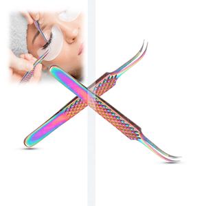 Pinzas de pestañas de diamante multicolor de diseño personalizado Fácil de usar Acero inoxidable con punta puntiaguda Etiqueta privada - Product Image 3
