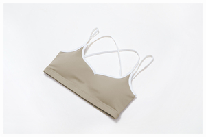Soutien-gorge de sport sans couture pour femme, à bretelles croisées, col en V, couleur lavande unie, respirant, maintien moyen, pour le yoga - Product Image 4