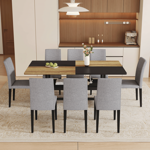 Set Tavolo da Pranzo in Legno e Nero con Sedie e Vano Portaoggetti, 71*35.4 Pollici, per Sala da Pranzo - Product Image 3