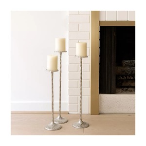Ensemble de supports à bougies en métal argenté, 3 tailles, design torsadé, décoration d'intérieur, porte-bougie durable - Product Image 4