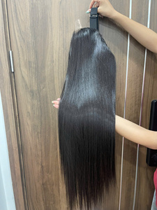 Peluca de cabello humano más vendida con cierre de encaje central, lisa, natural, para mujer, estilo suave, cabello virgen, color natural - Product Image 4