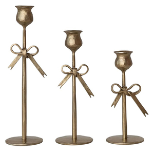 ที่วางเทียนรูปทรงโค้งทำจากโลหะตีขึ้นรูปด้วยมือ  ตกแต่งสีทองโบราณ - Product Image 4