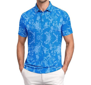 Camiseta de Golf Personalizada para Hombre, Manga Corta, 100% Algodón, Tejido de Punto Antiarrugas, Logotipo Bordado en la Parte Delantera, Diseño Sublimado - Product Image 1