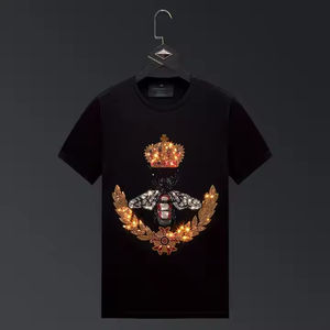 T-shirts unisexes en toile respirante de haute qualité avec impression de strass personnalisée, logo et couleur sur mesure, commandes en gros 2026 - Product Image 2