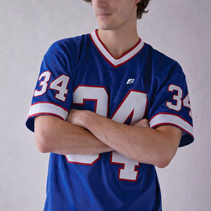 เสื้อเจอร์ซีย์อเมริกันฟุตบอลผู้ชายทรงโอเวอร์ไซส์ ผ้าตาข่าย สตรีทแวร์ ดีไซน์สั่งทำได้ เสื้อแขนสั้นสไตล์เรโทร บริการ OEM สำหรับผู้ชาย - Product Image 1