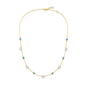 สร้อยคอ Blue Bead Orbit Diamond Station ดีไซน์วงกลมประกายระยิบระยับ - Product Image 1