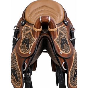 Silla de Montar a Caballo Hecha a Mano Personalizada, Silla Ecuestre Occidental de Cuero Premium con Asiento Cómodo y Correas Ajustables - Product Image 2