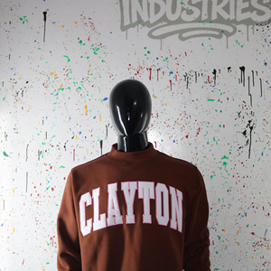 Sudadera Clayton de Cuello Redondo para Hombre, Color Marrón, Algodón, Felpa Francesa, Corte Regular, Informal, Otoño, con Letras CLUSH SPORTS - Product Image 2