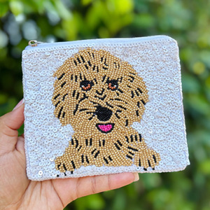 Pochette unisexe brodée main Chihuahua avec perles et fermeture éclair, multicolore, mignonne, pour amoureux des animaux, accessoire de mode - Product Image 6