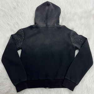 2026 Custom Logo Printing Jogging Wear Men Rhinestones Tracksuit <b>Top</b> Quality Custom Heavyweight <b>Distressed</b> Rhinestone Tracksuit - Product Image 4